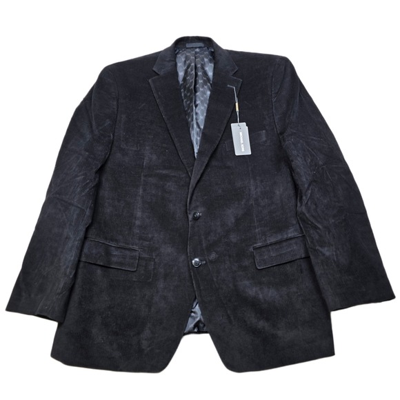 Michael Kors Corduroy Sport Coat Mens 48L 48 Black Classic-Fit‎ Stretch $295 - Picture 1 of 12